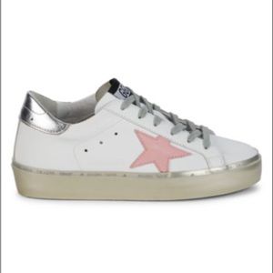 Golden Goose Leather Sneakers, Metallic Trip and Pink Star. 40 size European